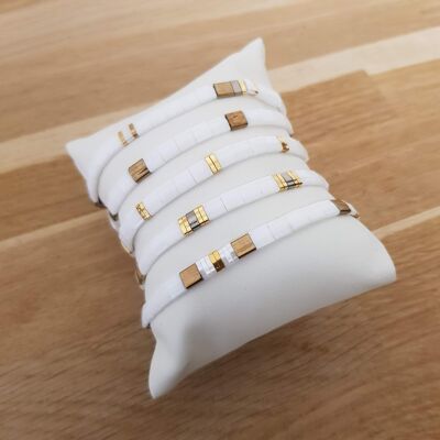 TILA - 5 Armbänder - Weiß - Sommerauswahl
