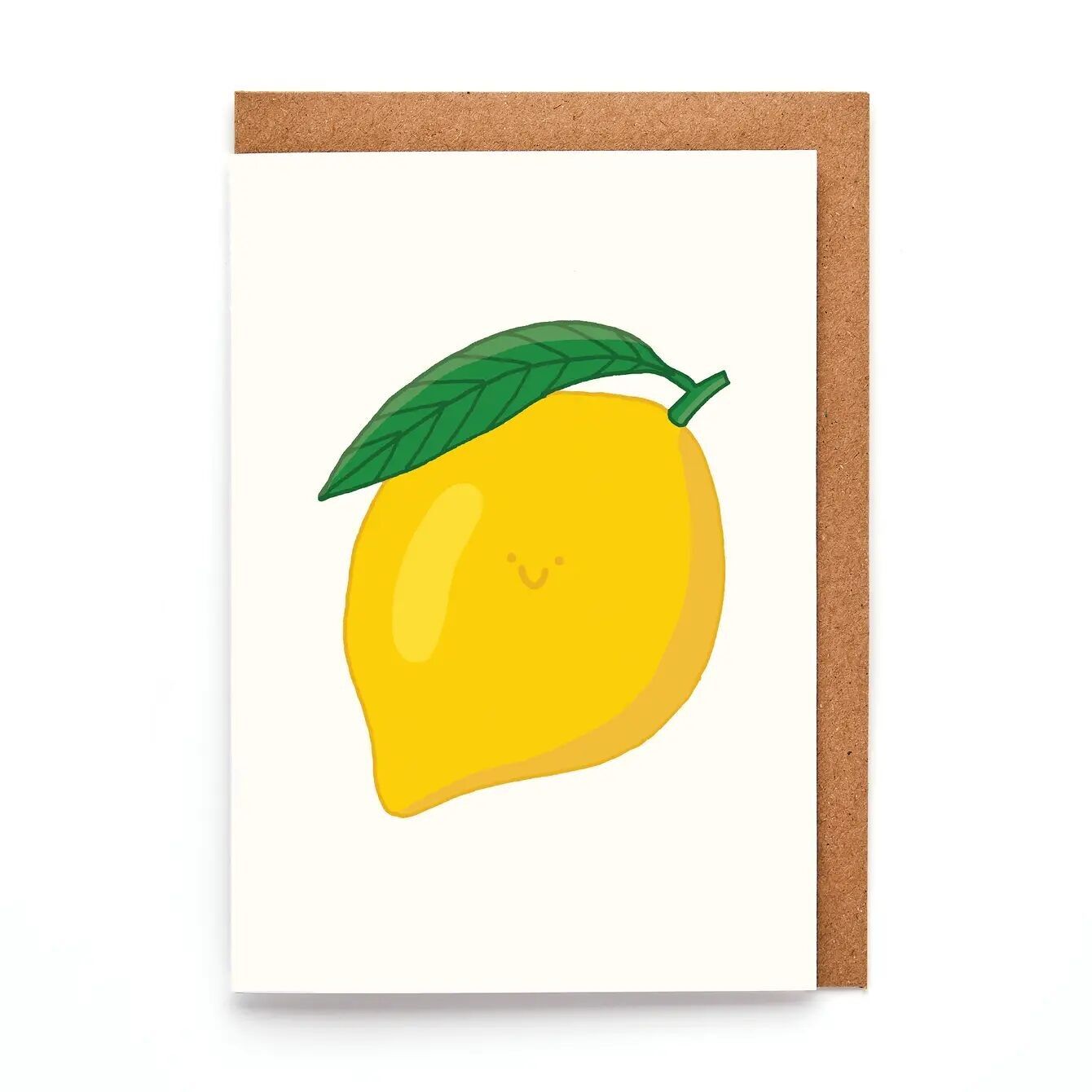 Smiley Lemon Mini A7 Card | Cute Citrus Greeting Card