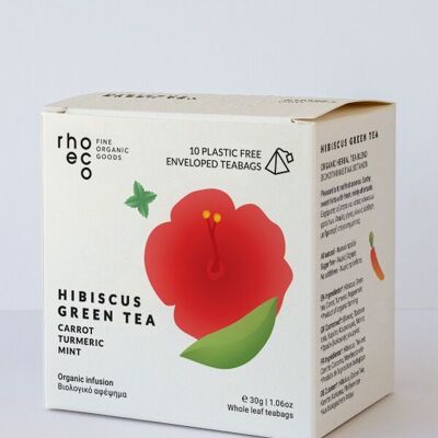 Hibiscus Green Tea - Compostable Pyramid Teabags