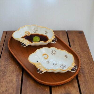 Japanese Style Sheep Sauce Dish - Ceramic Dipping Plate