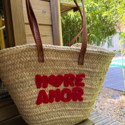 More Amor basket with red embroidery