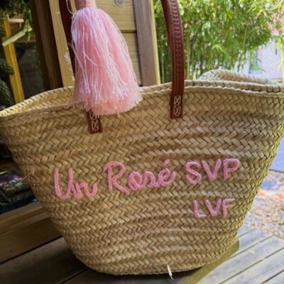 Basket Un Rosé please pink embroidery