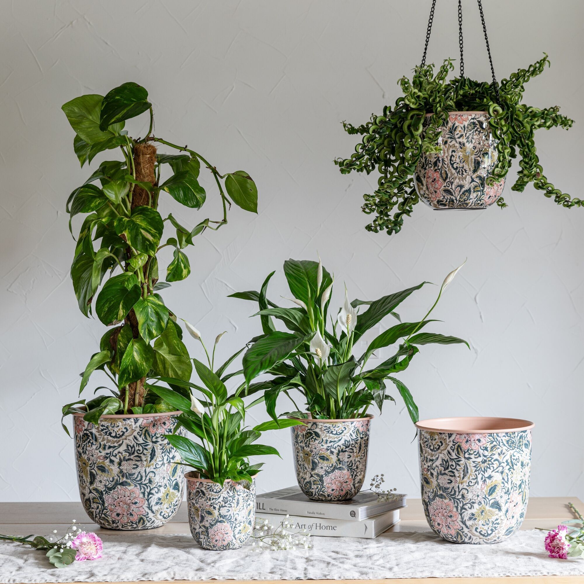 Lot de 2 jardinières en métal Maisie à motif vintage (grand format)