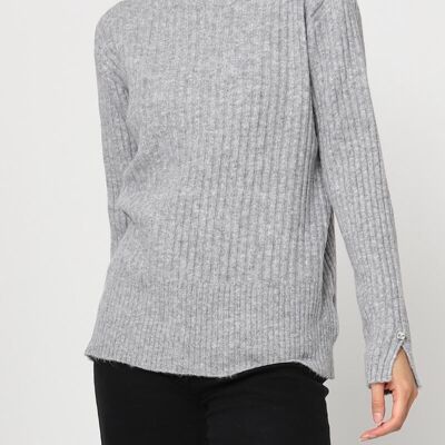Maglione a collo alto con finitura ondulata – Maglia a coste morbida ed elegante