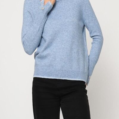 Maglione girocollo con dettaglio bottone in madreperla – Maglia morbida e vestibilità senza tempo