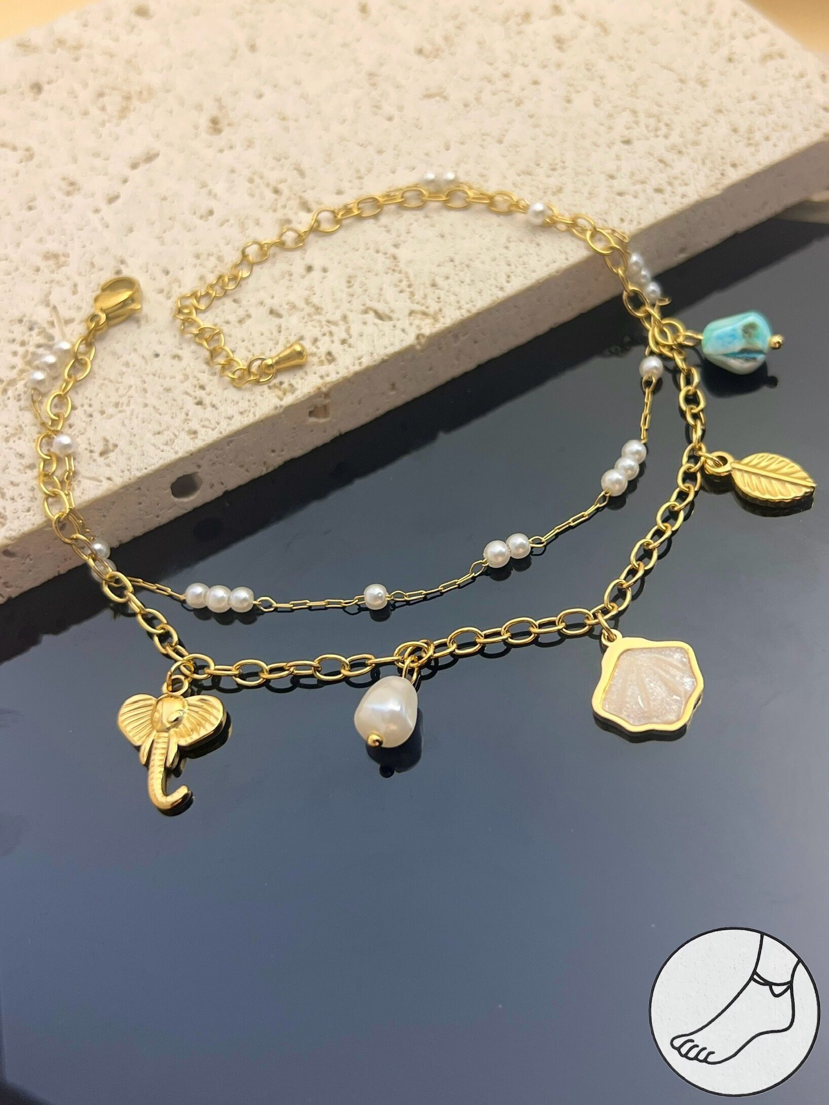 Stainless steel shell anklet