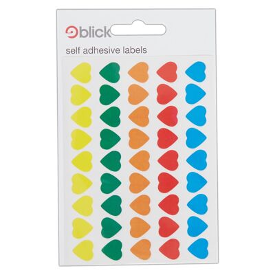 Blick Labels, Assorted Colours, Self Adhesive Stickers, Hearts, 70 Labels, For Home, Office, Family, School, Holiday Calendar Organising, Planner, Rewards Chart, Colour Coding