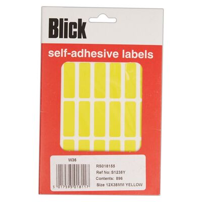 Etichette autoadesive Blick, 12 mm x 38 mm, rettangolari, gialle, 896 etichette