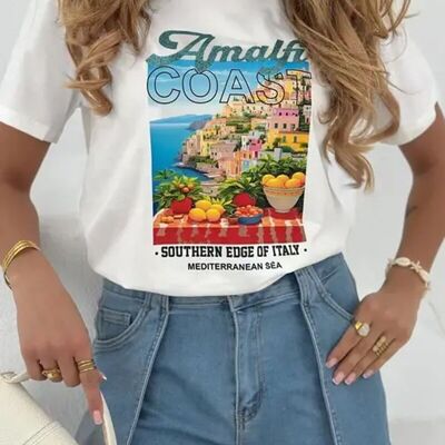 Camiseta oversize estampada para mujer - 2206-31