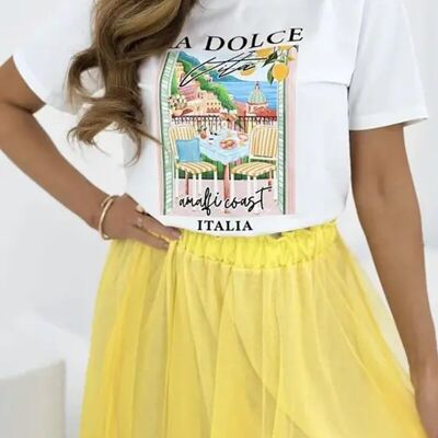 Women's printed oversized T-shirt - 2206-32