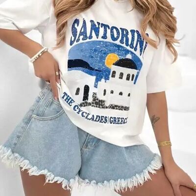 Camiseta oversize estampada para mujer - 2206-33