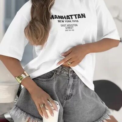T-shirt large femme imprimée - 2206-37