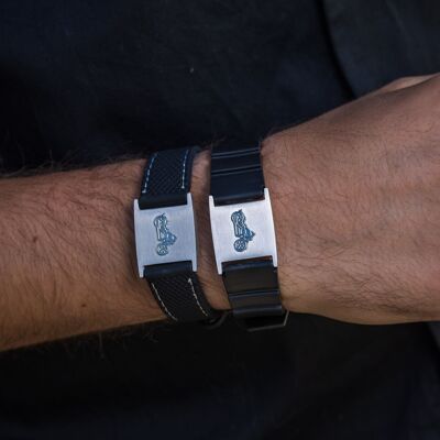 Bracelet Biker en acier inoxydable + pendentif + chaîne