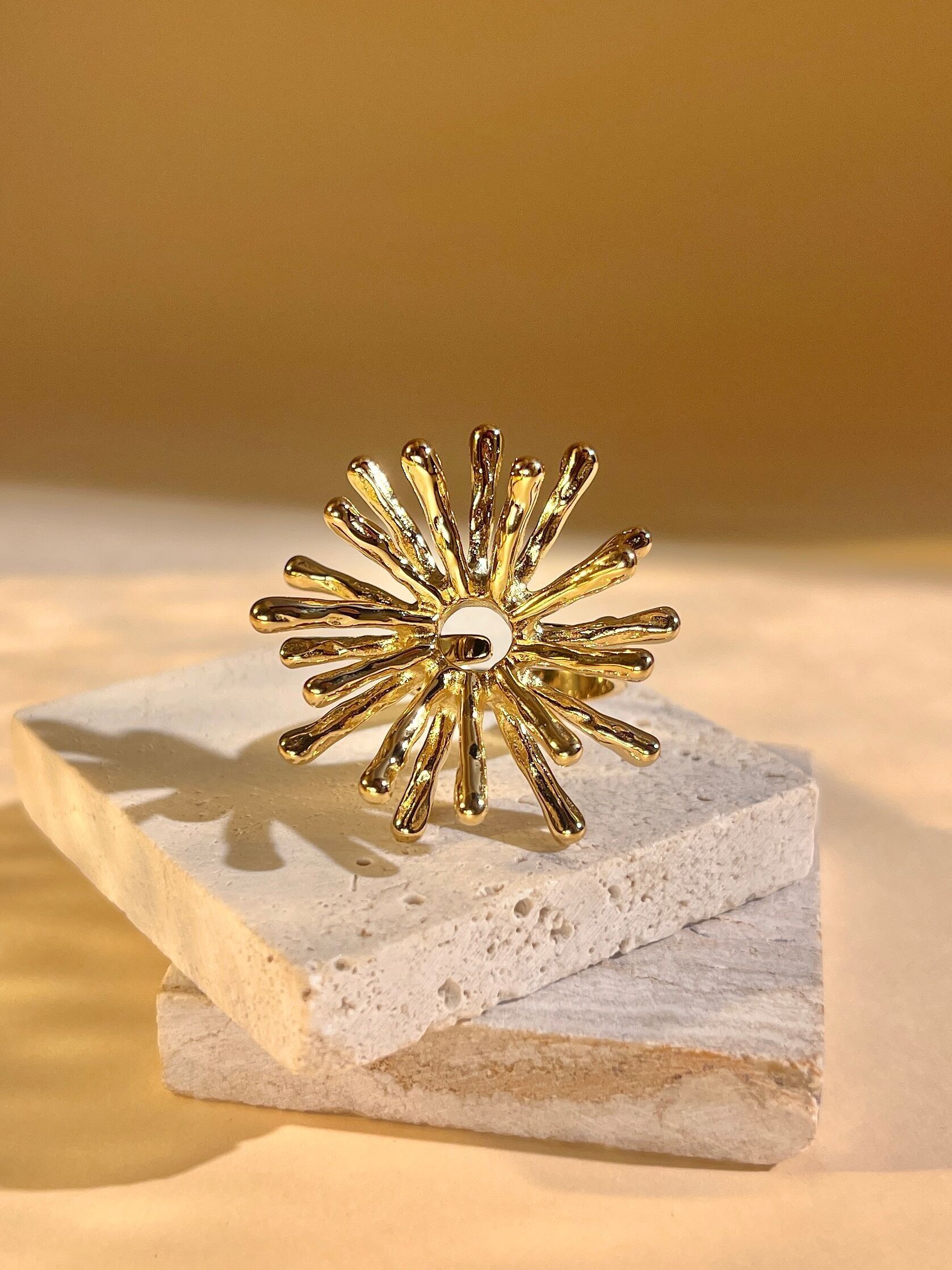 Radiant Gold Stainless Steel Adjustable Sun Ring