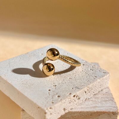 Anello regolabile a 2 sfere – Acciaio inossidabile minimalista