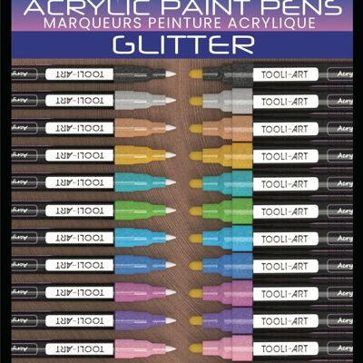 TOOLI Acrylic Marker Set Glitter 24 (12 in 07mm and 12 in 3mm)