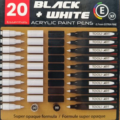 TOOLI Acrylmarker-Set, 10 Schwarz & 10 Weiß, EF 07 mm