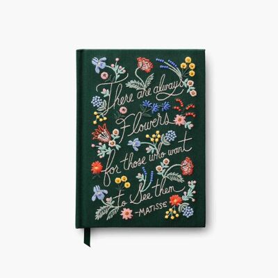 Always Flowers Embroidered Fabric Bound Personal Journal - Rifle Paper