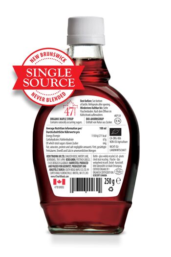 DARK SOURCE UNIQUE Sirop d'érable biologique Canada Grade A, robuste-250g 2
