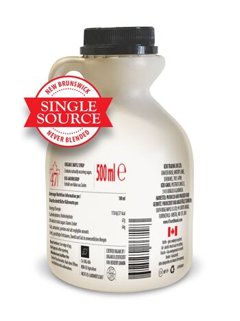 AMBRE SOURCE UNIQUE Sirop d'érable biologique Canada Grade A, riche-665g 2