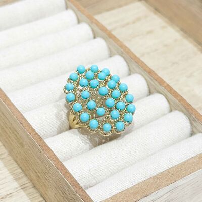 Turquoise Magnesite Ring - High Quality 14K Brass