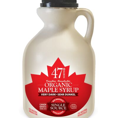 VERY DARK SINGLE SOURCE Organic Maple Syrup Canada Grade A, strong-665g