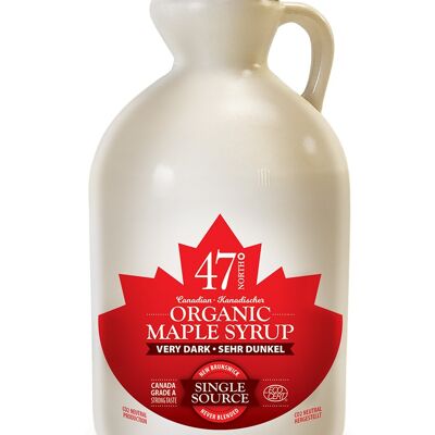 Sirop d'érable biologique TRÈS FONCÉ DE SOURCE UNIQUE Canada Grade A, fort-1330g