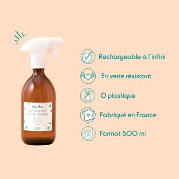 Flacon en verre ambré 500ml · Nettoyant multi usages 4