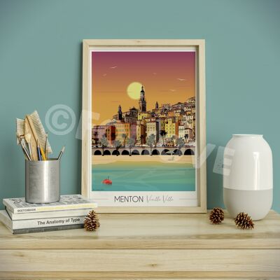 Poster Mentone 50x70 cm • Poster di viaggio