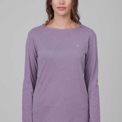 Basic long-sleeved T-shirt in mottled look made from organic cotton