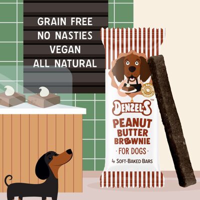 Barritas de brownie de mantequilla de cacahuete para perros, horneadas, 60 g (caja de 10)