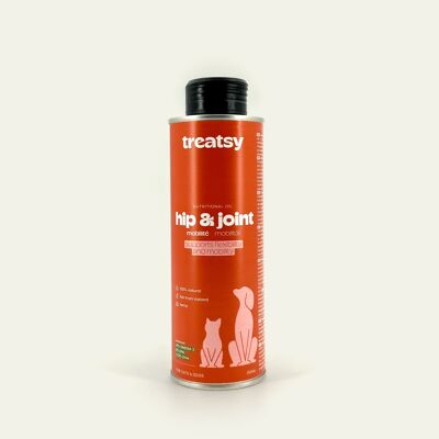 Huile nutritionnelle naturelle pour les hanches et les articulations des chiens et des chats | Recommandée par les vétérinaires | (250 ml)