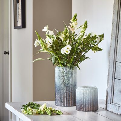 Verre Tall Frosted Ribbed Glass Vase H30Cm W20Cm