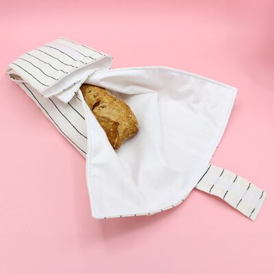 Reusable sandwich packaging - striped linen