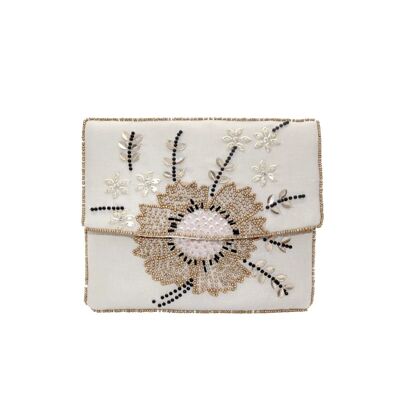 Sac enveloppe Magnolia beige et doré