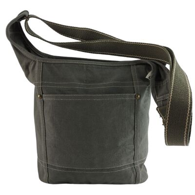 Domelo women's waxed canvas shoulder bag.Khaki green water-repellent hobo bag