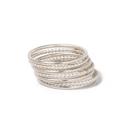 Ethical Silver Stackable Rings - Set of 7 Rings