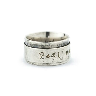 Handmade Spinning Ring with Inspirational Message "Real Not Perfect"
