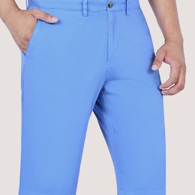 Sky Blue Cotton Blend Shorts