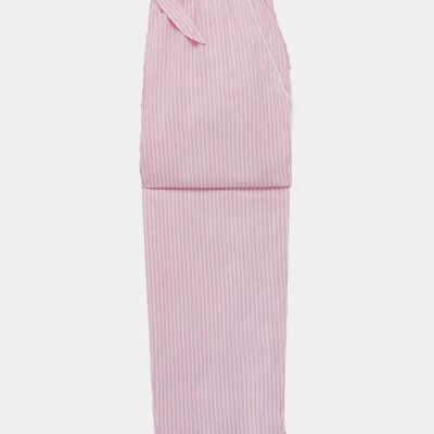 Pantalón de pijama de algodón orgánico para mujer con rayas rosas y blancas