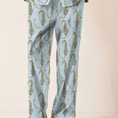 Pantalón de pijama de algodón orgánico para mujer de Blue Leopards