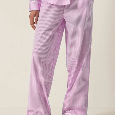 Pantalon de pyjama en coton bio à rayures mauves pour femme