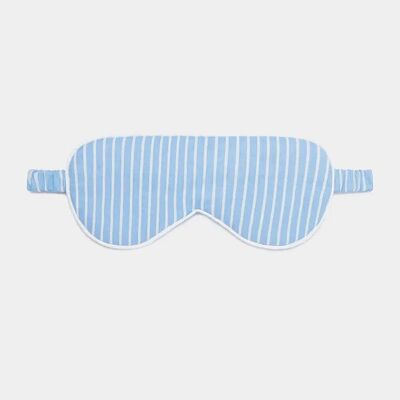 Maschera per dormire in cotone biologico a righe blu e bianche