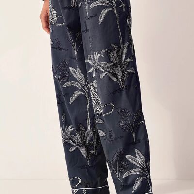 Pantalon de pyjama en coton biologique pour femme Navy Jungle
