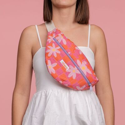 Floral Checkered Quilted Fanny Pack