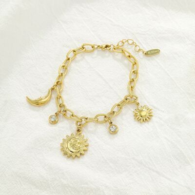 Bracciale a maglie con ciondolo a forma di sole in acciaio inossidabile - BR210250