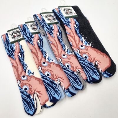 Japanese Cotton Tabi Socks with Octopus Pattern size FR 40-45