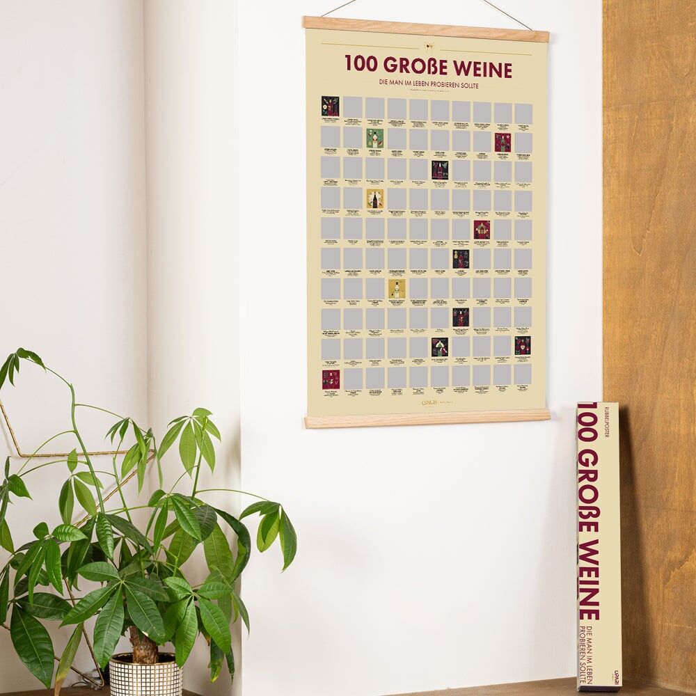 Rubbelposter „100 großartige Weine, die Sie in Ihrem Leben trinken sollten“ (DE)