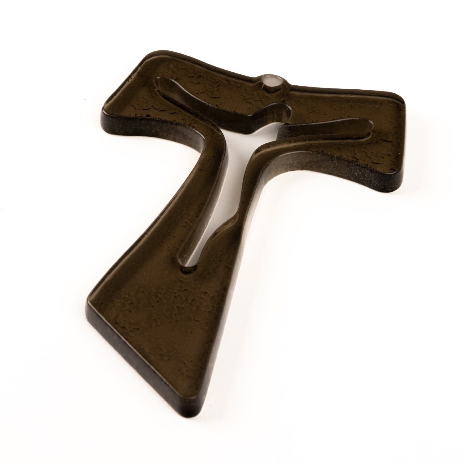 Crocifisso in Vetro di Murano Decorato Croce Religiosa da Parete, Tau Bronzo