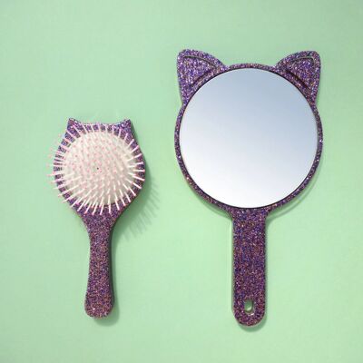 Children's Brush & Mirror Duo • Ultra Violet Cat